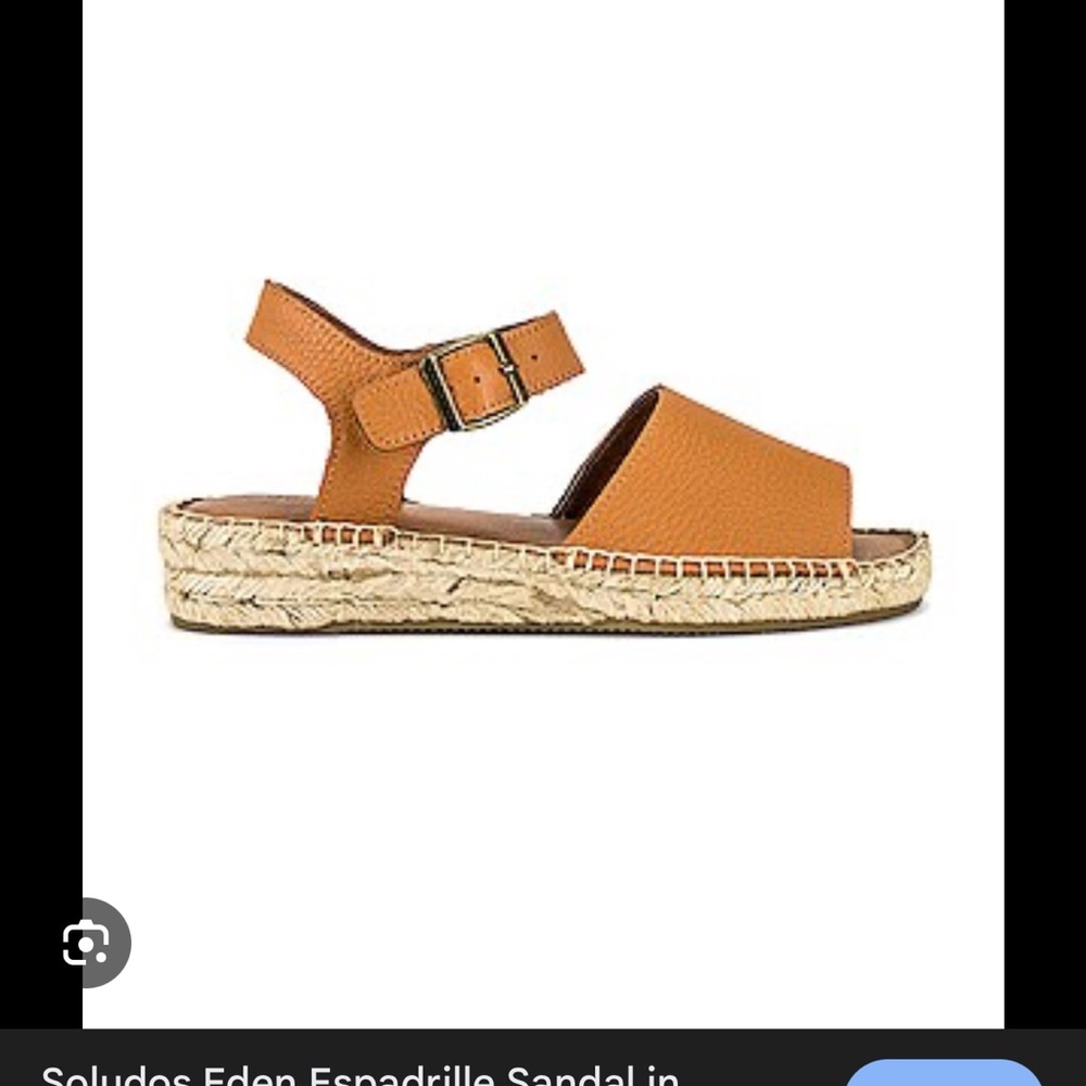 Soludos Tan Leather Espadrille Sandal with Ankle Buckle